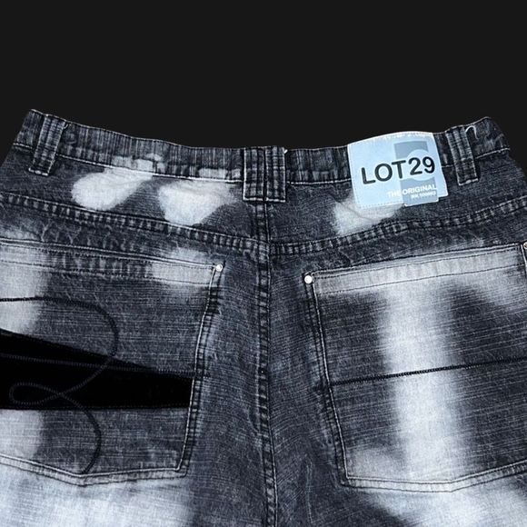 Vintage Lot 29 Black Denim Bleached Jeans Size 40x31 - Picture 5 of 6